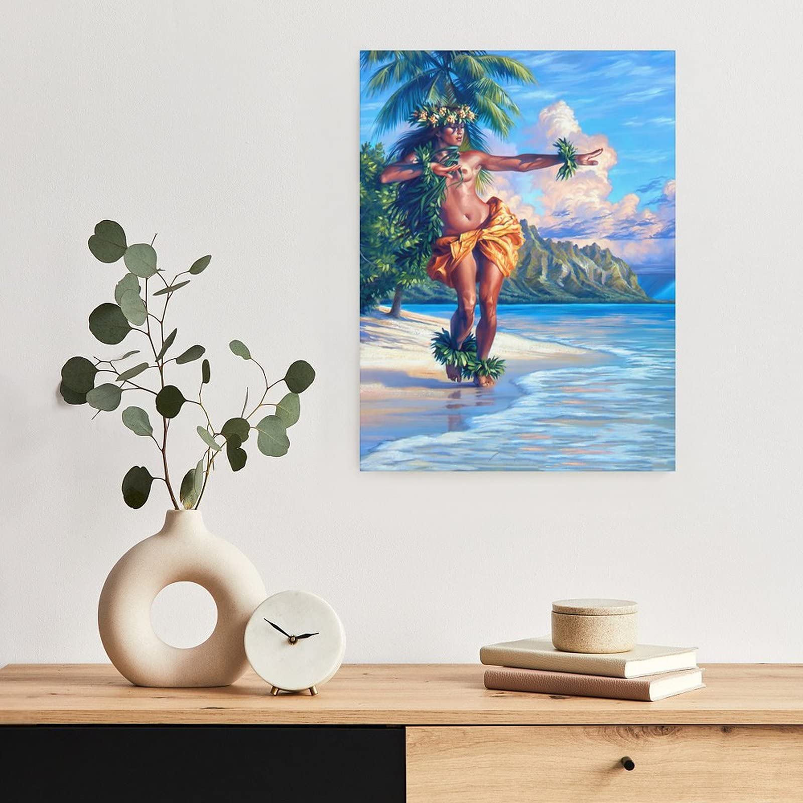 Arte de parede vintage Hula Girl Beautiful Hawaiian Girl Poster